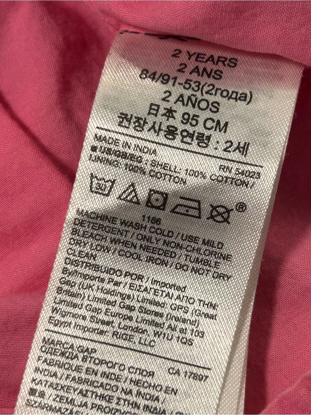 Baby Gap Toddler Girl Plaid Pink Dress Ruffle 2 Years Cotton